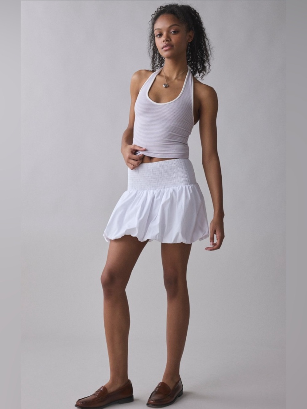 BDG Joanna Ribbed Knit Halter Top -Lavender Stripe - Picture 4 of 4